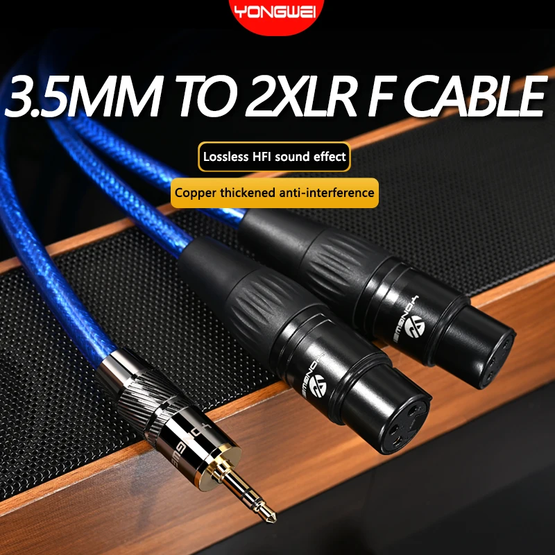 

YONGWEI HiFi 3.5mm to 2 XLR Audio Cable High Quality TRS to 2XLR Male Interconnect Audio Microphone Cable Y Splitter Adapter