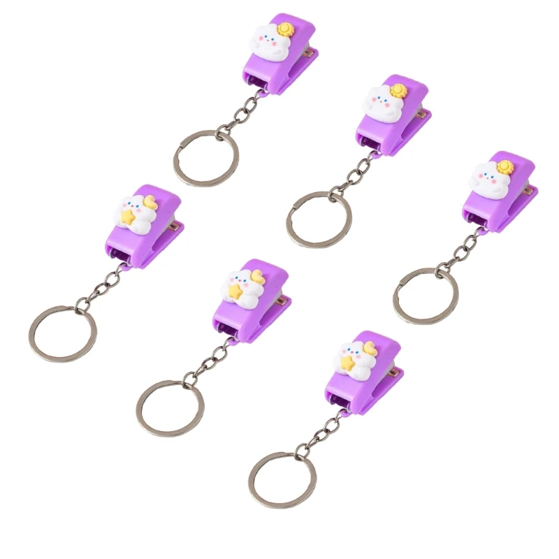 6 Pcs/Set Practical Stapler Book Binding Machines Keychains Cartoon Animal Stapler Keyrings School Office Accessories