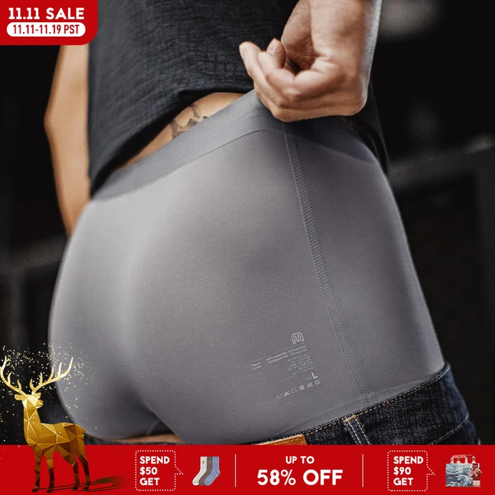 

Maden 3pc Men's Breathable Cool-Touch Boxer Briefs 7A Anti-Bacterial Comfortable Underwear Solid Color Stretch Large Trunks