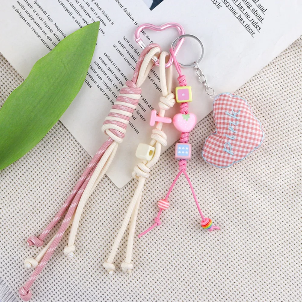 

Korean Style Heart Pendant Key Ring Dopamine Lovely Braided Rope Bag Charm Keychain Hanging Accessories Y2k Bag Pendant Girls