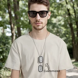 Personalized Military Pendant Necklace for Men Army Customized Engraved Name Photo ID Lettering Stainless Steel Jewelry Gifts
