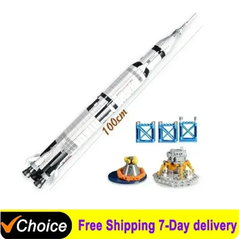 In Stock The Apollo Saturn V 92176 100Cm Space Rocket Building Blocks Bricks Kids Adults Toys Christmas Birthday Gifts 21309