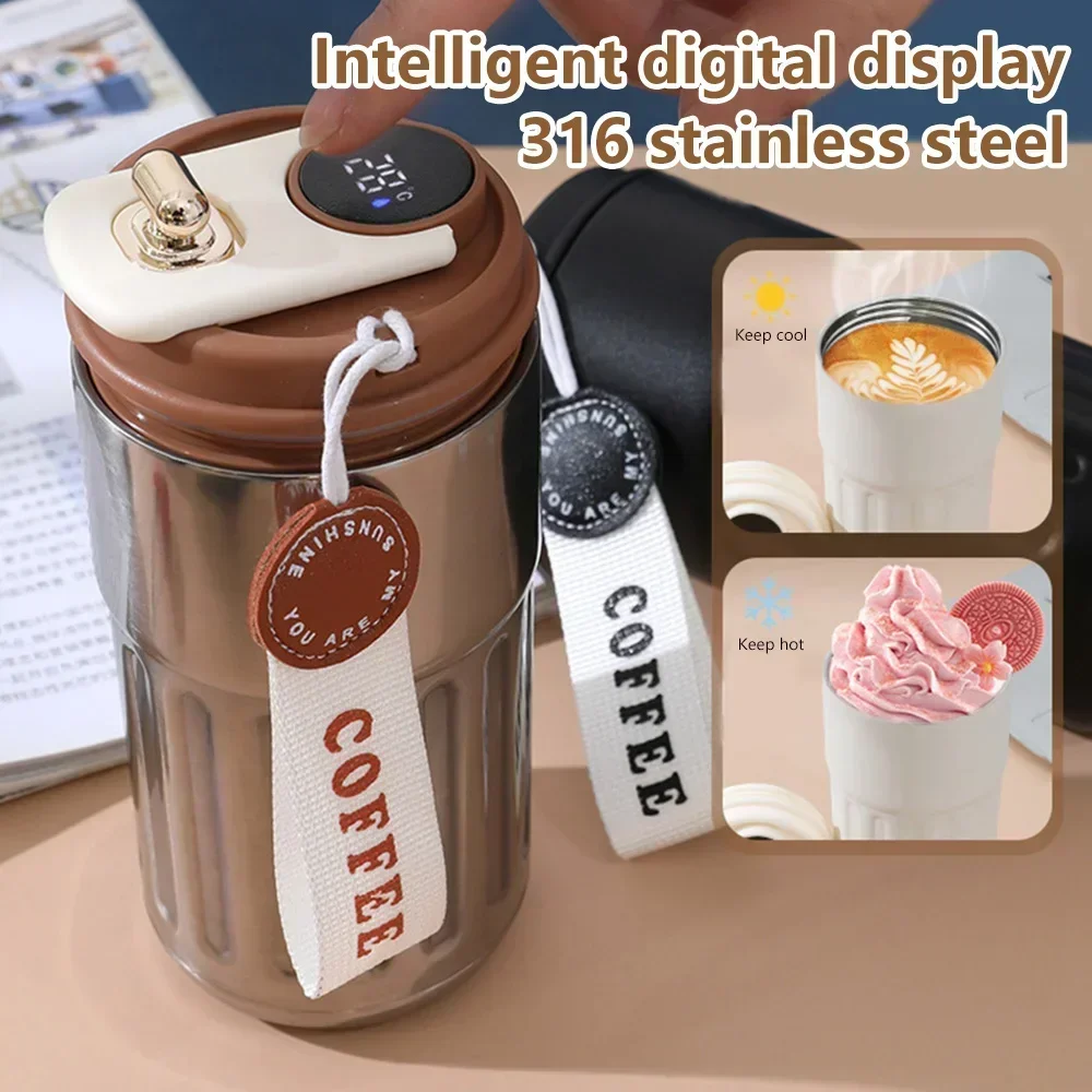 

Smart Thermos Bottle Water Digital LED Temperature Coffee Cup 316 Stainless Steel Vacuum Cup Office Cup Business Portable Mug