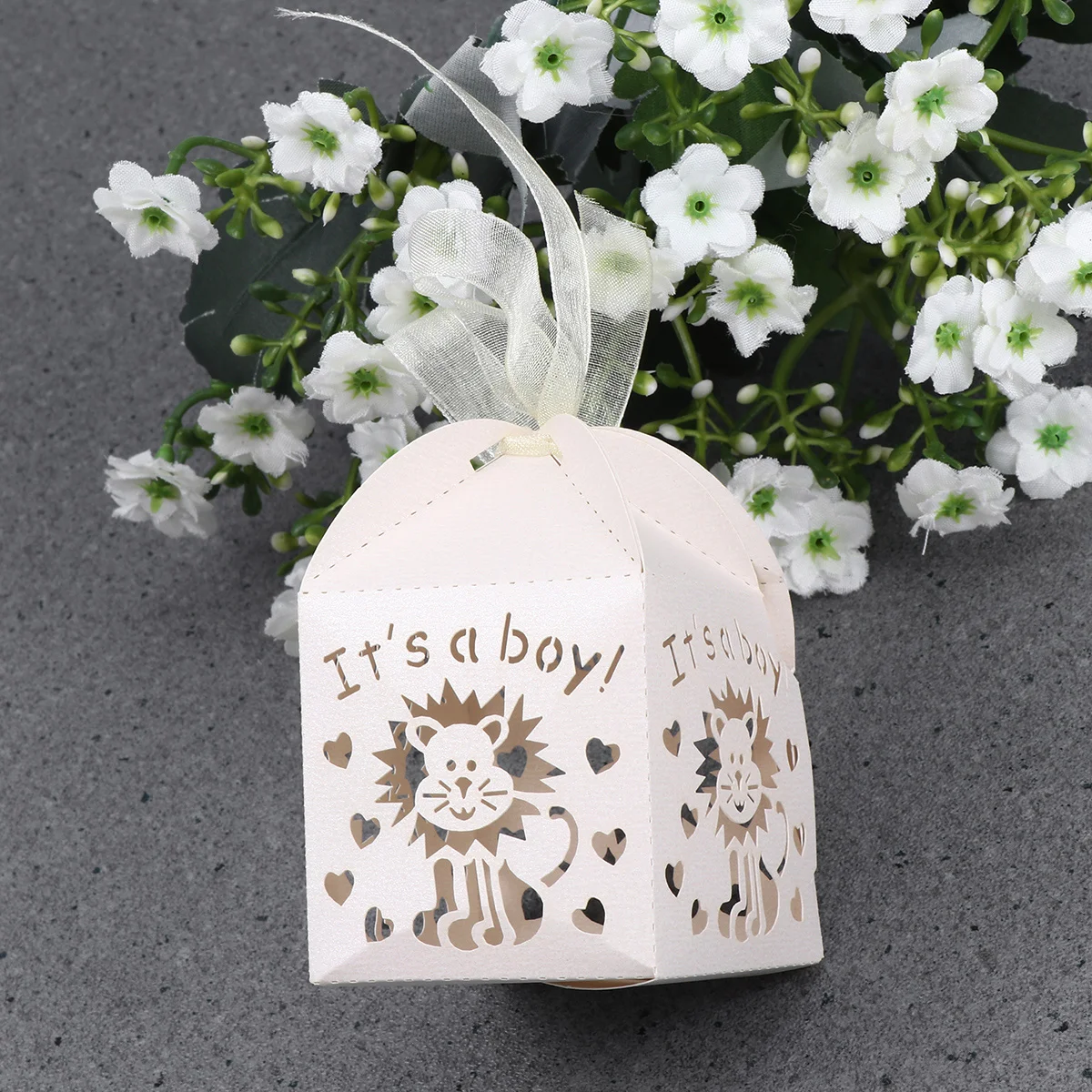 

50 Pcs No Glue Required Favor Boxes Wedding Gift Hollow Easy to Assemble Candy for Baby Showers