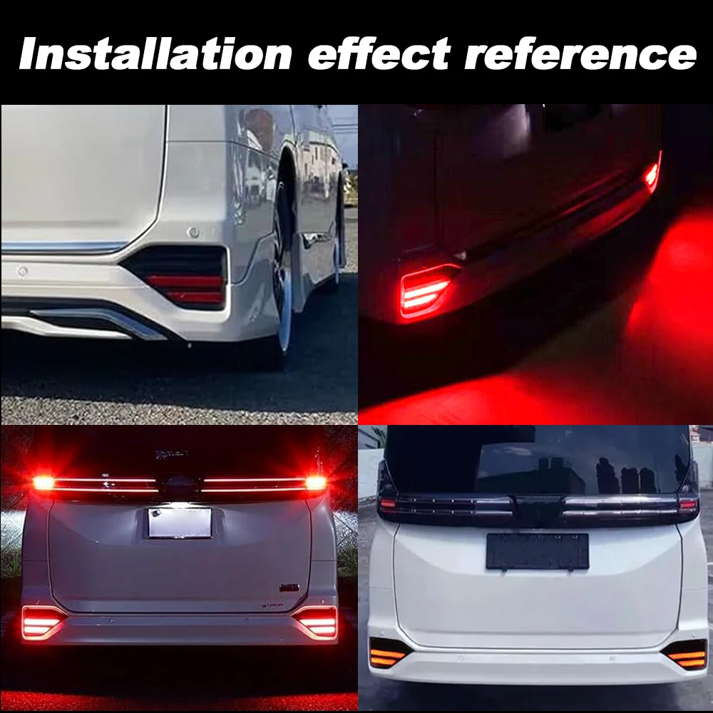 2pcs Car LED Rear Reflector Fog Lamp For Toyota Noah Voxy 90 R90 90S 2022 2023 Rear Bumper brake light RED signal Lamp