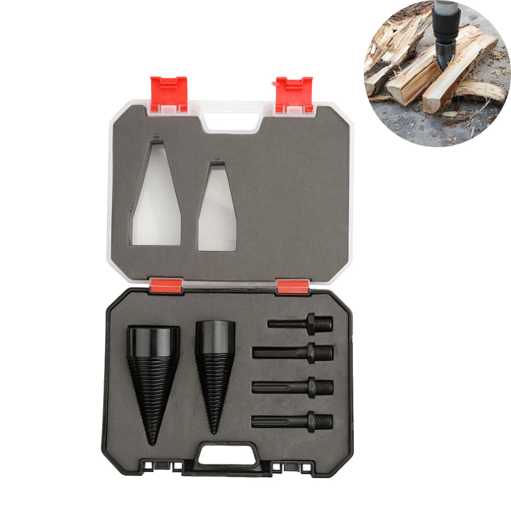 1Set Wood Splitting Drill Bits 2pc Round Shanks Household Wood Drilling Cones Electric Hammers Drills Wood Splitting Tools