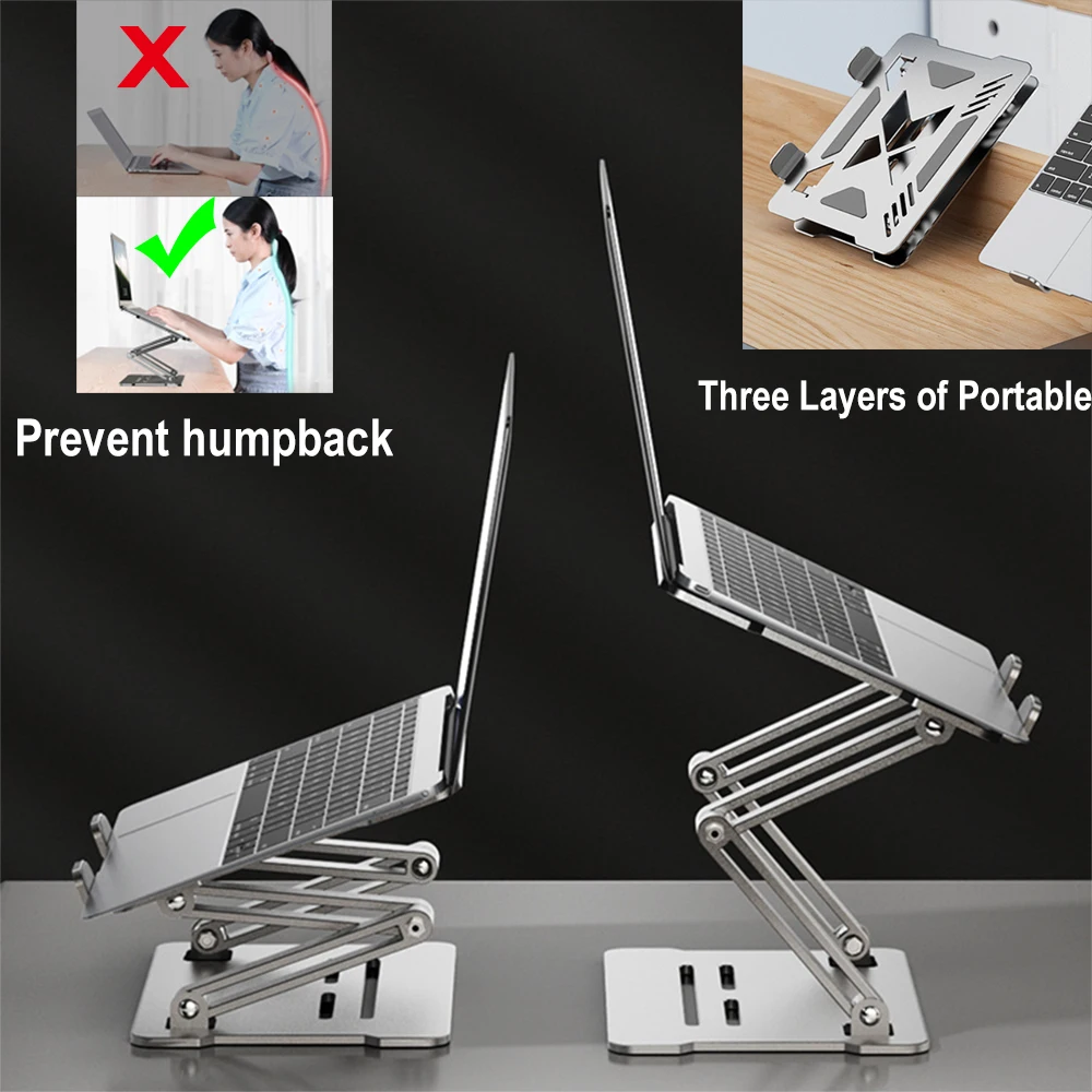 suporte ajustavel para laptop para macbook pro riser ergonomico liga de aluminio suporte para notebook compativel camadas 917in 01