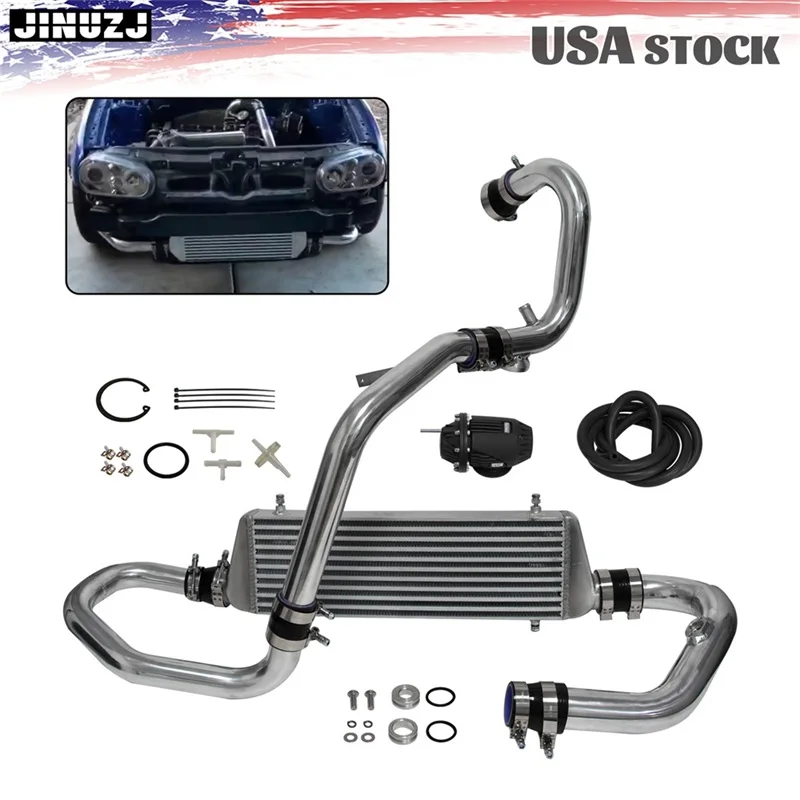 Intercooler Kit + Pipes + BOV For VW Jetta Golf GTI GL GLI GLS MK4 1.8T 98-05 Black/Blue