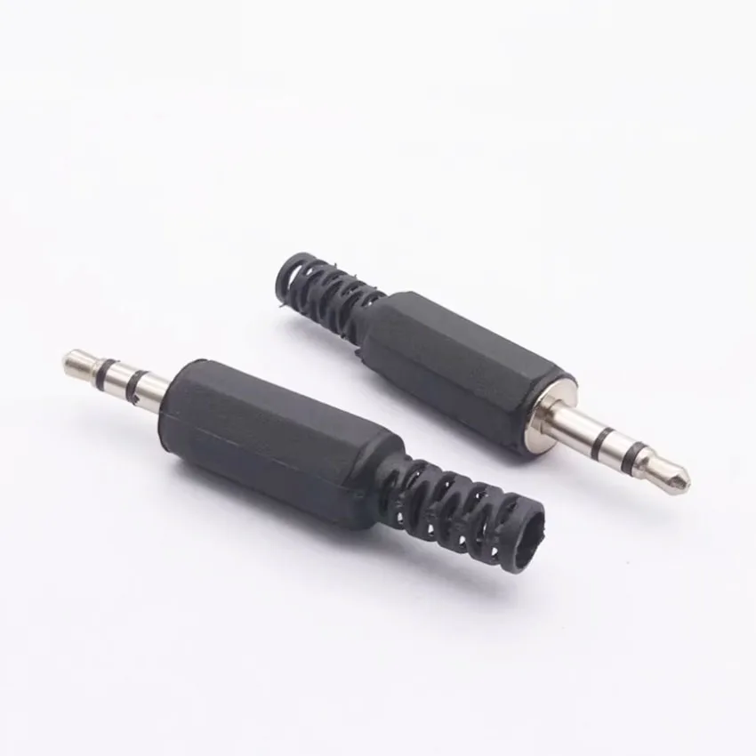 10PCS/Lot 3.5mm HeadPhone Connector Male Stereo Audio Plug 3.5 mm With Black Plastic Housing Audio Jack Plug