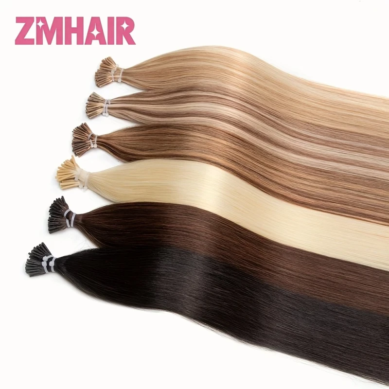 

Натуральные прямые волосы для наращивания I-Tip, 14-26 дюймов, темно-коричневые, светло-русые, 50 шт., из натуральных человеческих волос, с кератиновыми капсулами для фьюжн-наращивания