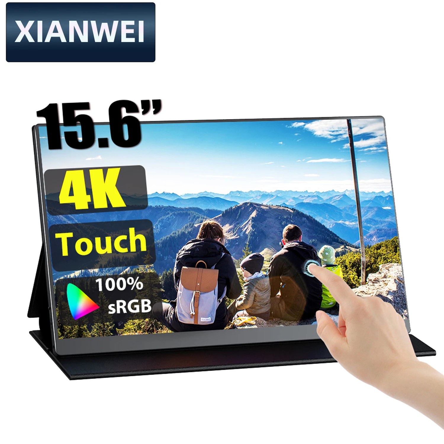 XIANWEI UHD 15.6 Inch 4K Portable Monitor Touch Screen IPS 100%sRGB HDMI Type-C 3.1 Display For Laptop Phone XBox PS45 Switch PC