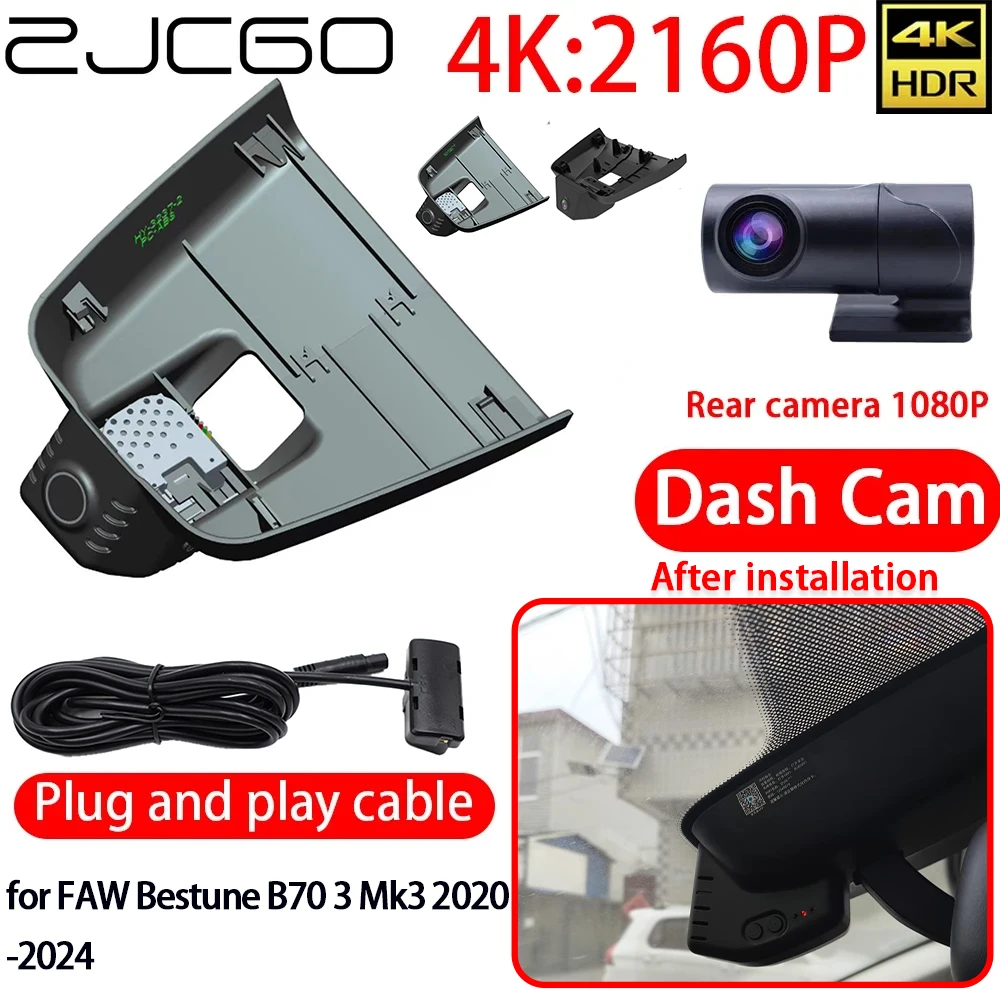 

ZJCGO 4K Car DVR Dash Cam Wifi Front Rear Sony Lens Camera 24h Monitor for FAW Bestune B70 3 Mk3 2020-2024