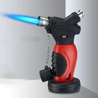 Metal Windproof Butane Gas Lighter Silicone Base Large Fire Turbine Torch Outdoor Portable Metal Welding Camping BBQ Flame Gun