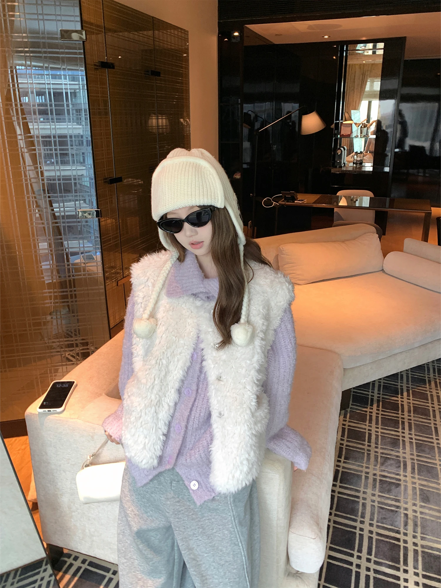 

Корейский пушистый жилет, женская верхняя одежда, многослойная мода, маленький размер, на пуговицах, круглый, Ne, стандартная длина, одинарный све