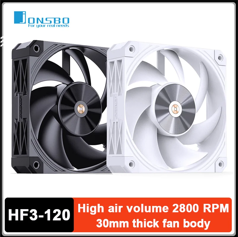 

JONSBO HF3-120 Охлаждающий вентилятор для корпуса высокой ветровы 12 см Настольный бесшумный ШИМ-вентилятор для охлаждения компьютера HF3-120HB