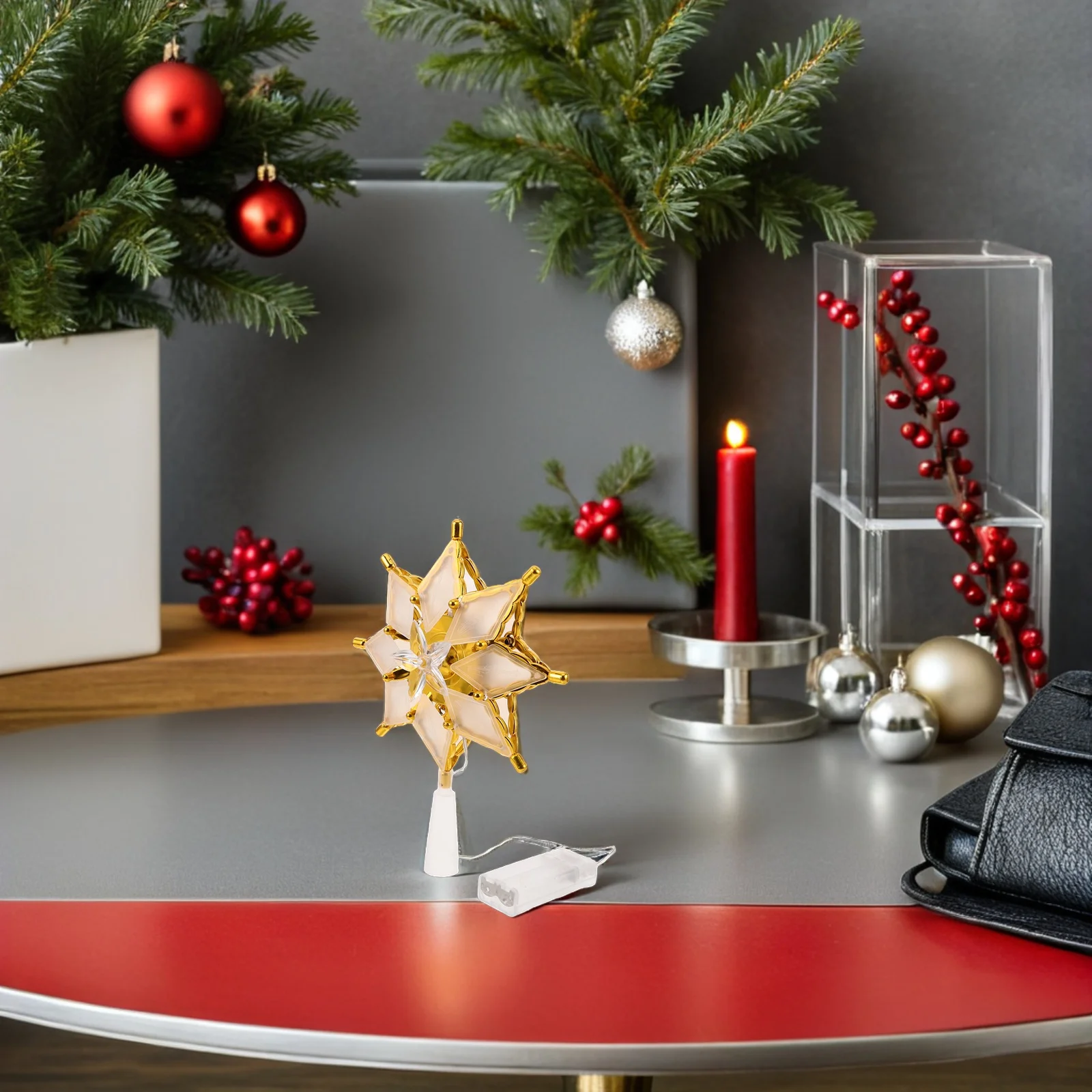 

Octagonal LED Star Christmas Tree Topper Light Up Star Treetop Decoration Xmas Holiday Party Tree Ornament Xmas Treetop Lights