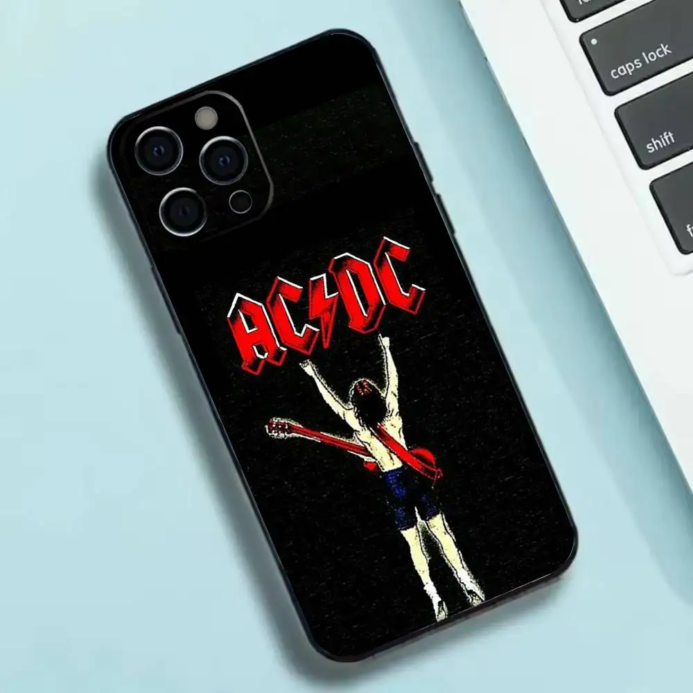 حافظة هاتف A- AcDc Rock لهاتف iPhone17,16,15,14,13,12,11 Plus، Pro Max غطاء أسود ناعم #3