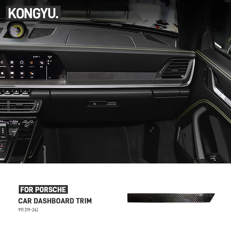 

Настоящее углеродное волокно, центральная консоль автомобиля, второй пилот, приборная панель, декоративная полоса, накладка, наклейка, аксессуары для Porsche 911 992 2019-2024