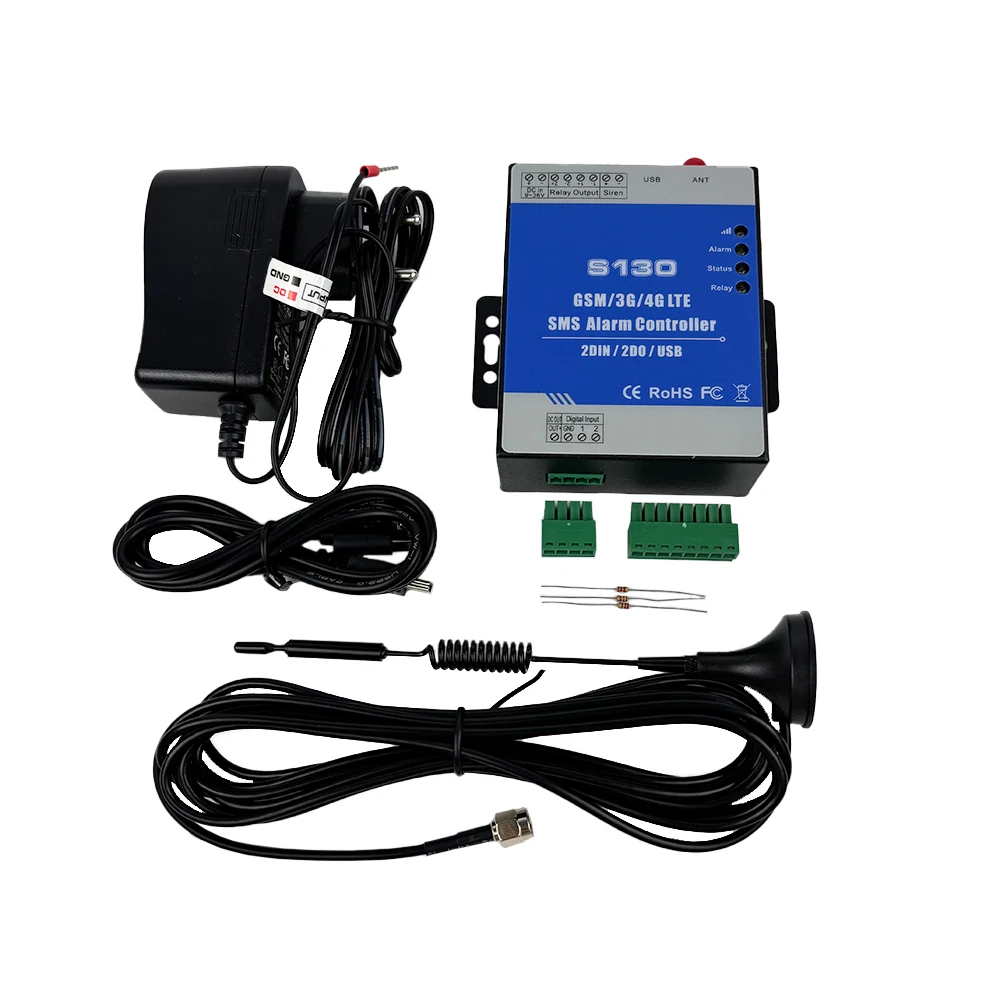 

Remote SMS Monitoring Controller S130 4G SMS Alam Controller Cellular GSM Relay Switch 2 Relay Outputs 2 Digital Inputs