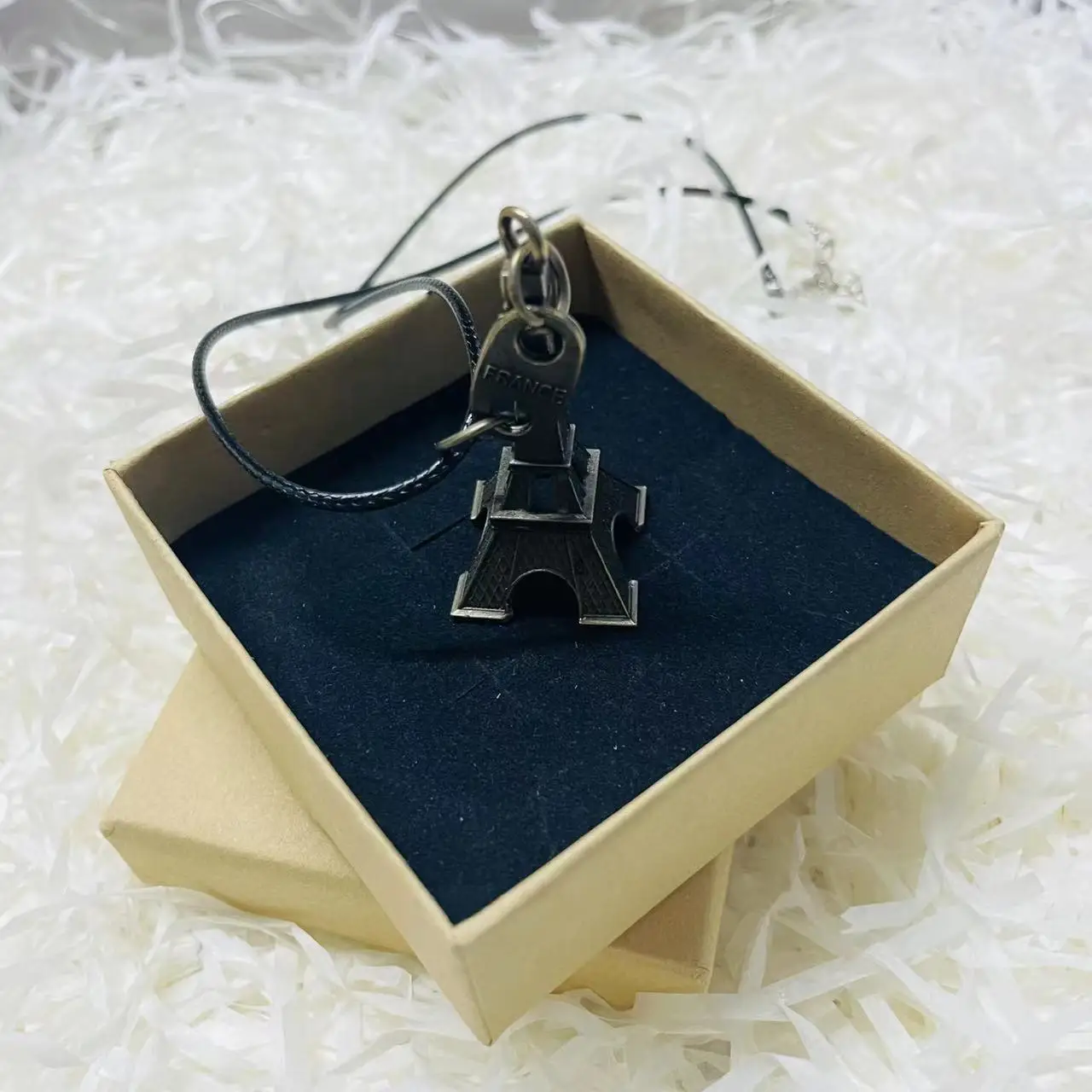 Eiffel Tower Paris Tower Necklace Fashion Pendant Neckwear Box 2pcs Set Halloween Christmas New Year Kid Birthday Gift