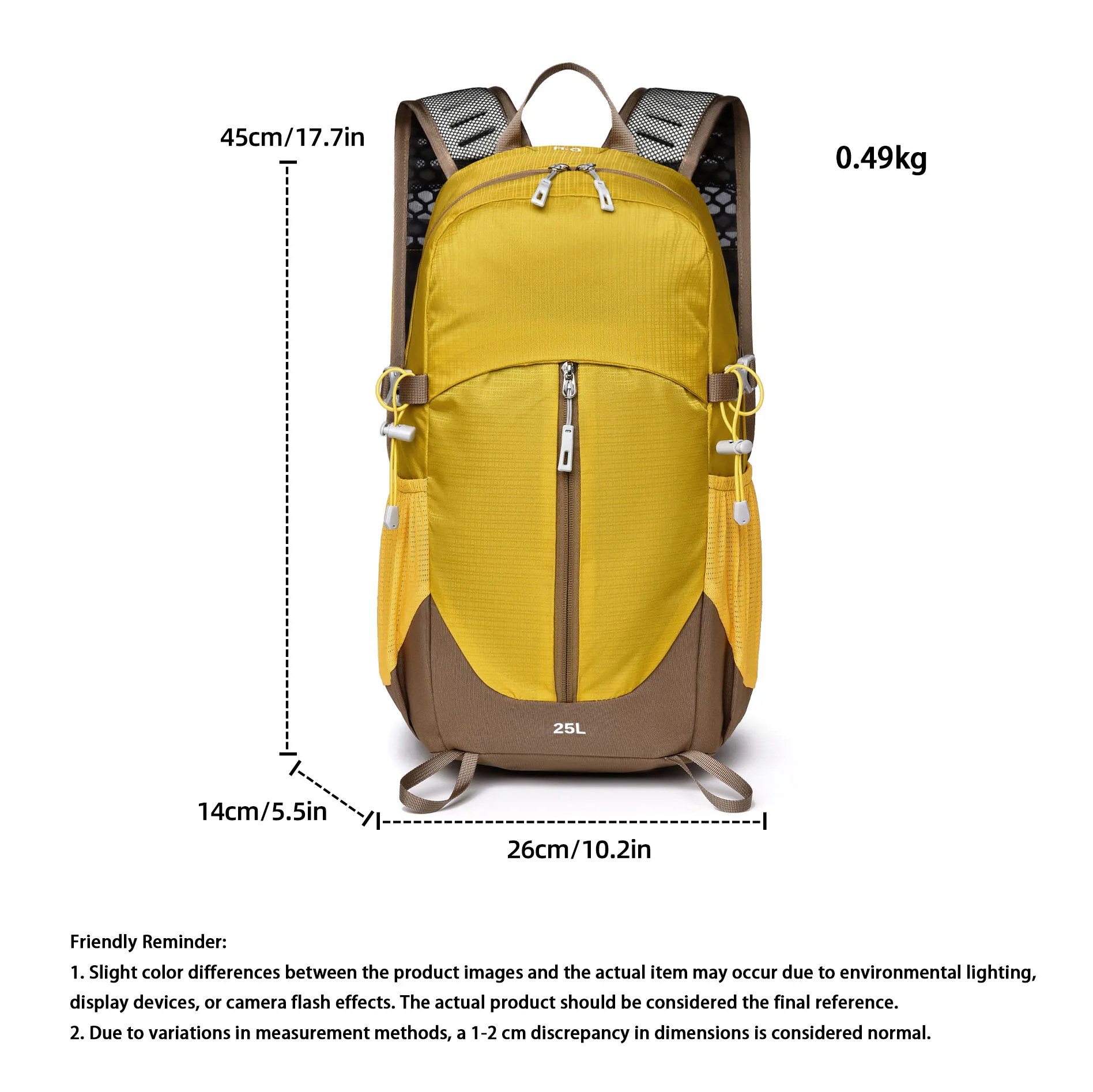 25l Large Capacity Hiking Backpack, Waterproof Lightweight Nylon Hiking Bag, Functional Zoning Design, Cycling Backpack view 2