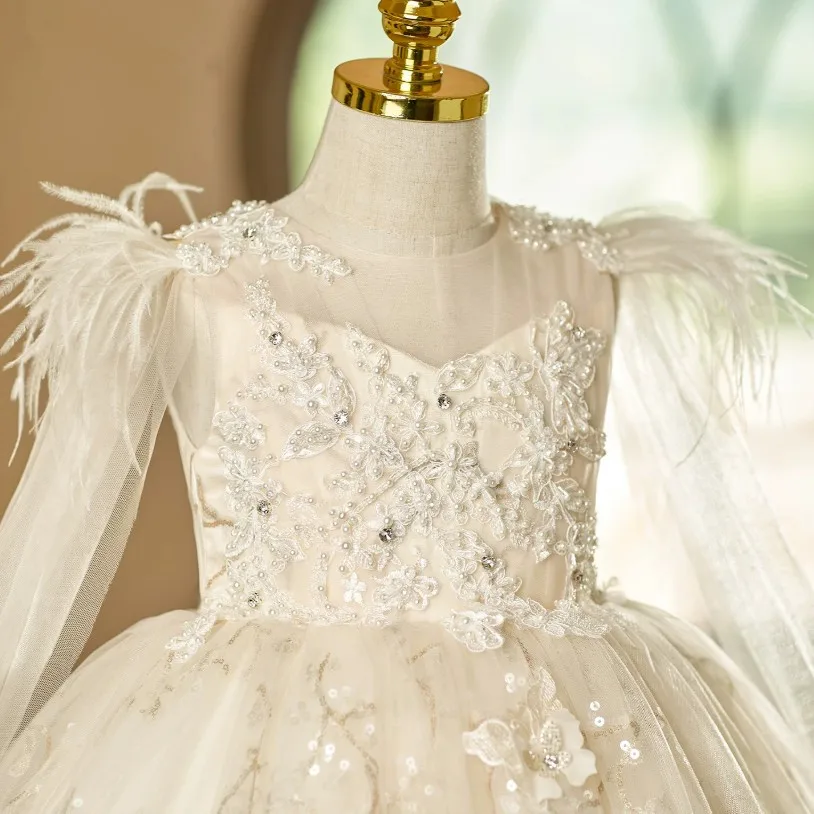 Hochwertiges Abendkleid für Mädchen, geeignet für Kinderklavierkonzerte, Geburtstage, Hochzeiten, Blumenmädchen, Modell A5063, Großhandel, Abendkleid. – Detail 7