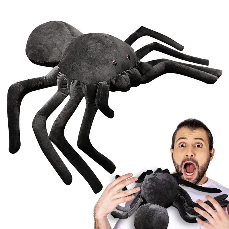 

Spider Stuffed Animal Soft Fur Toy Big Eyes Playtime Plush Toy Decorative Huggable Black Spider Plush Soft Adorable Spider Doll