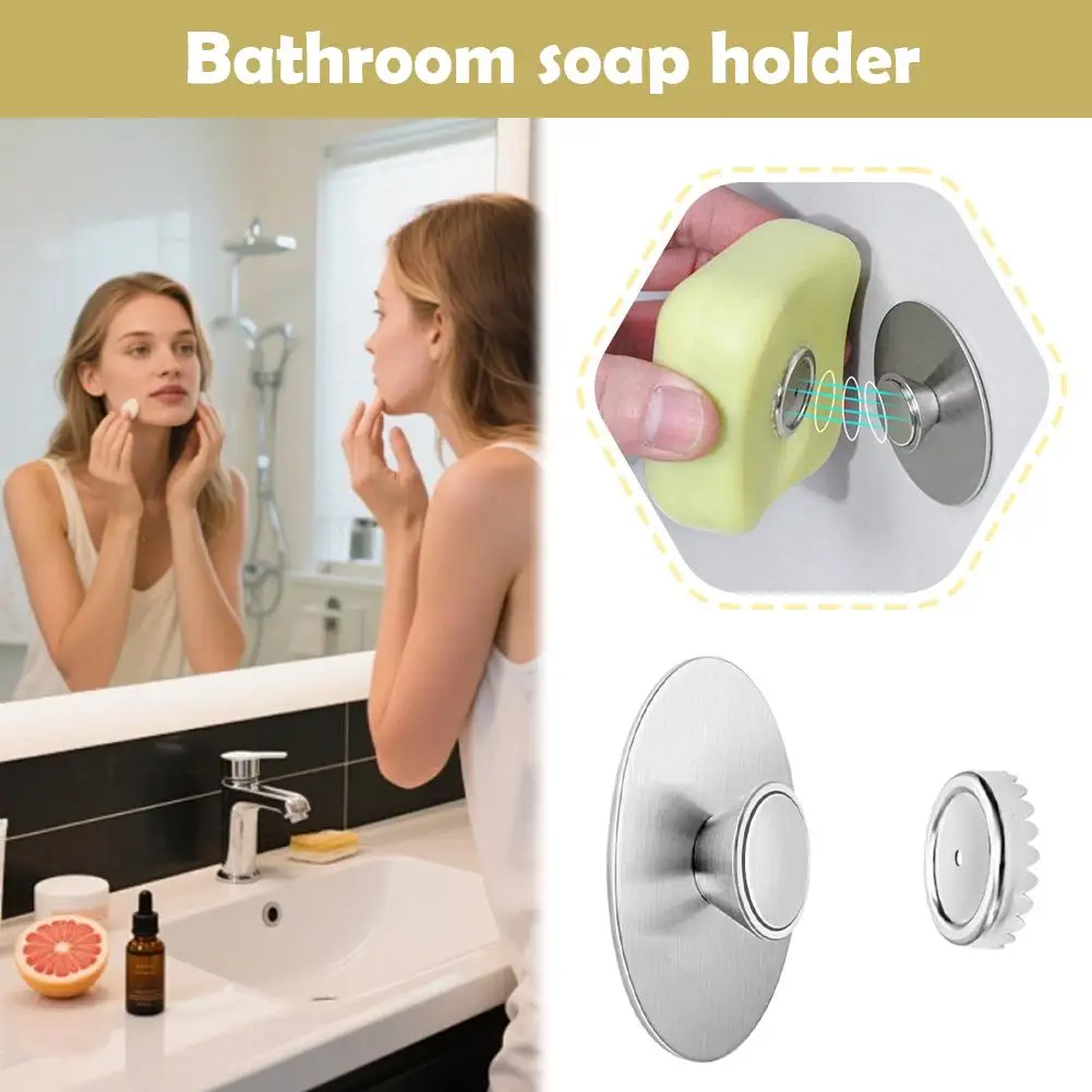 

Magnetic Holder Stainless Steel Soap Dispenser No Drill Installation Bathroom Organizer Kitchen Bath Storage Essential Tools