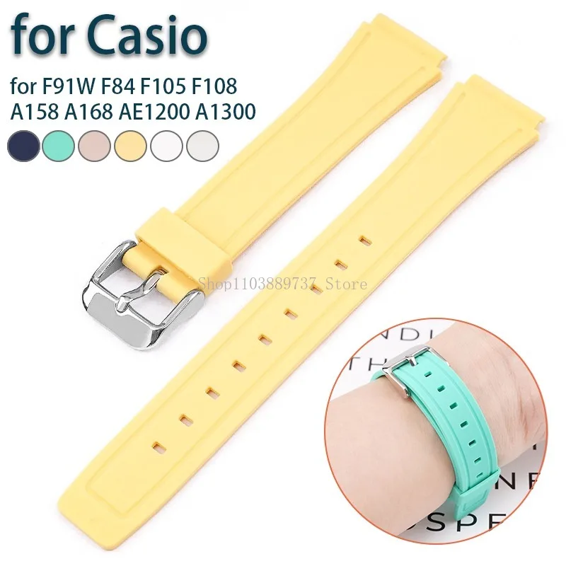 for Casio F84 F-91W F-94 F-105 A-158 TPU Silicone Strap 18mm Soft Smartwatch Band Thin Rubber Bracelet Men Women Sport Wristbelt