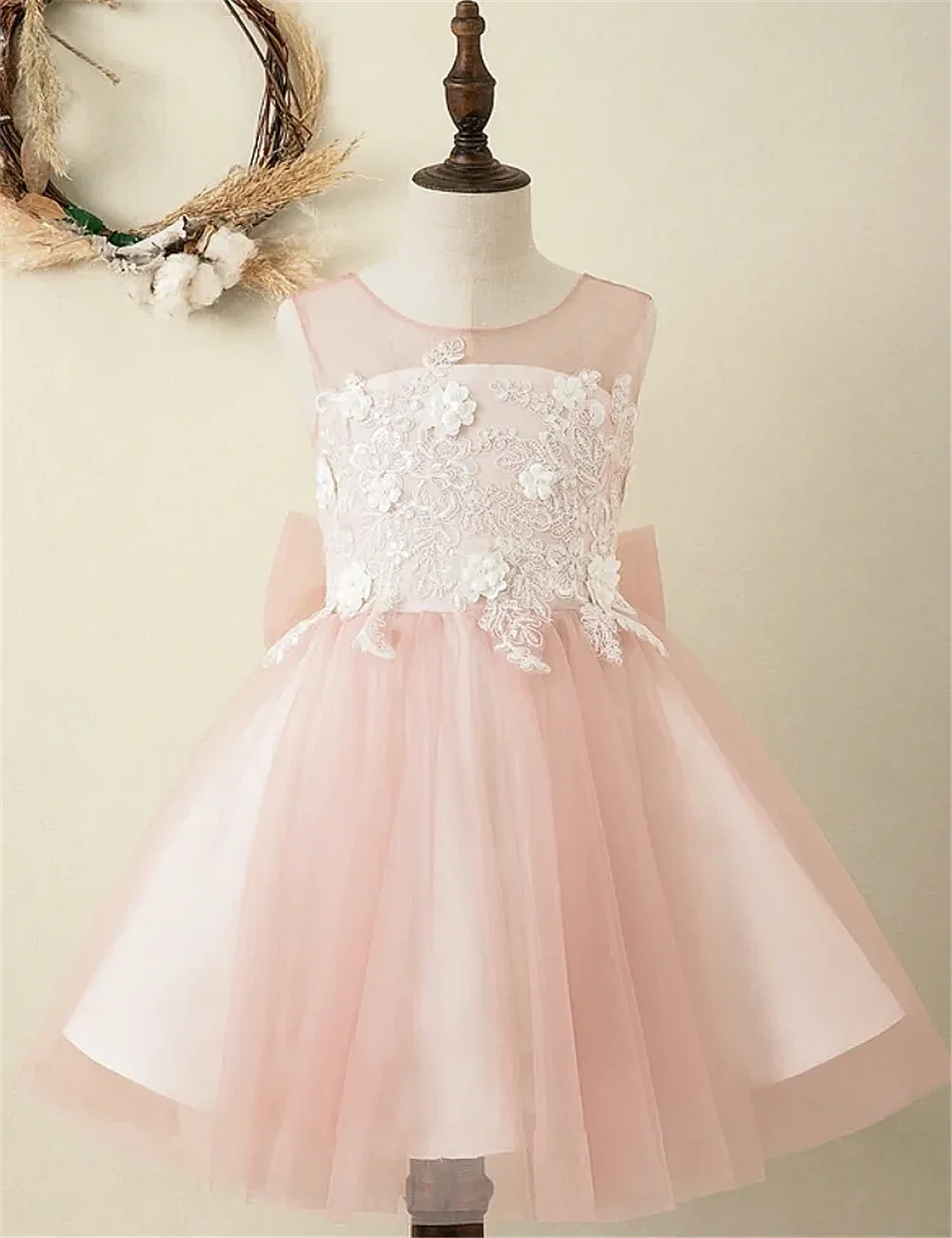 Robe de première communion pour enfants, robes de demoiselle d'honneur ange rose, appliques en tulle pour mariage, fête d'anniversaire, cadeau de banuqet