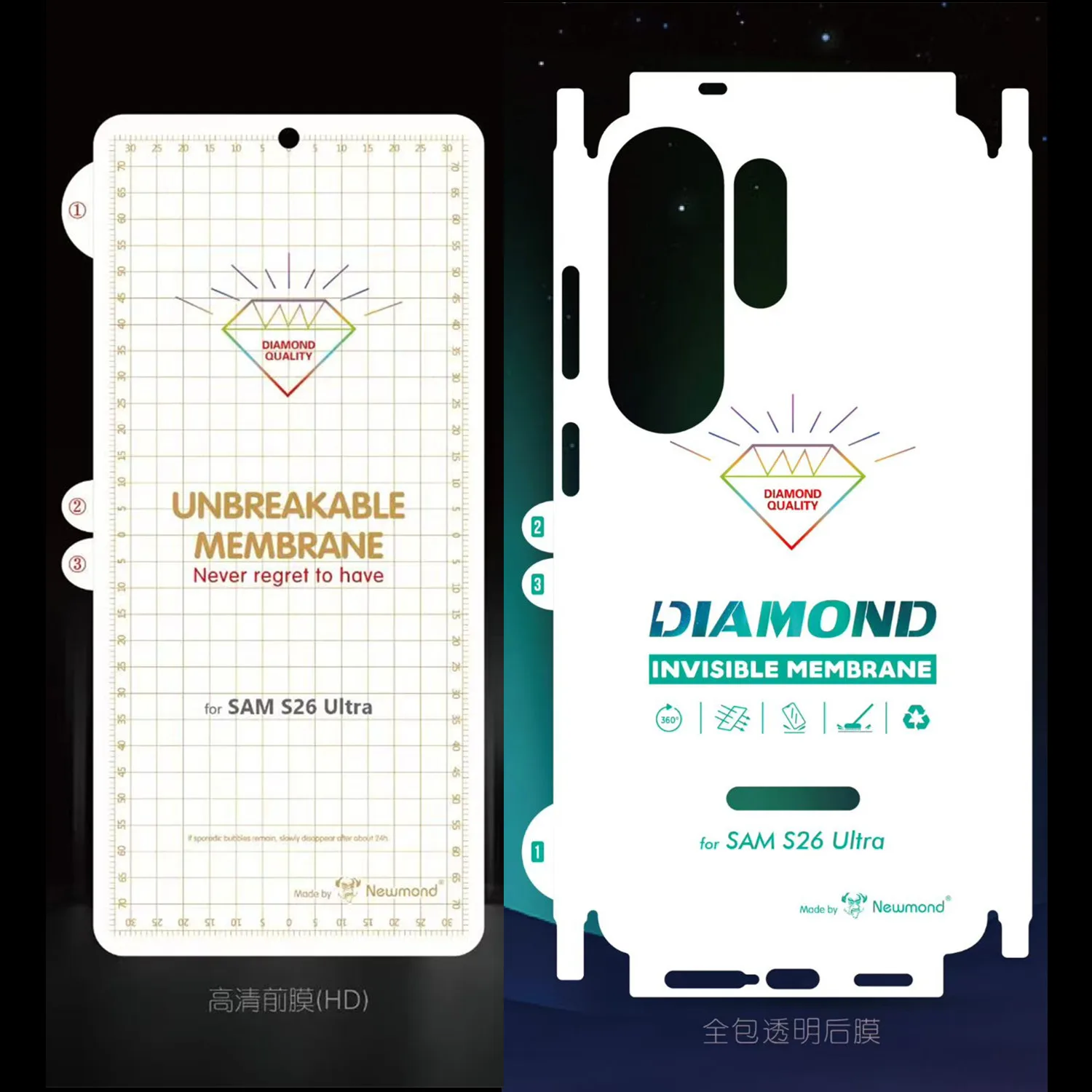 Película Protetora de Tela Transparente HD Fosca Inquebrável de Hidrogel para Samsung Galaxy S26 Ultra S25 S24 (Externa e Interna)