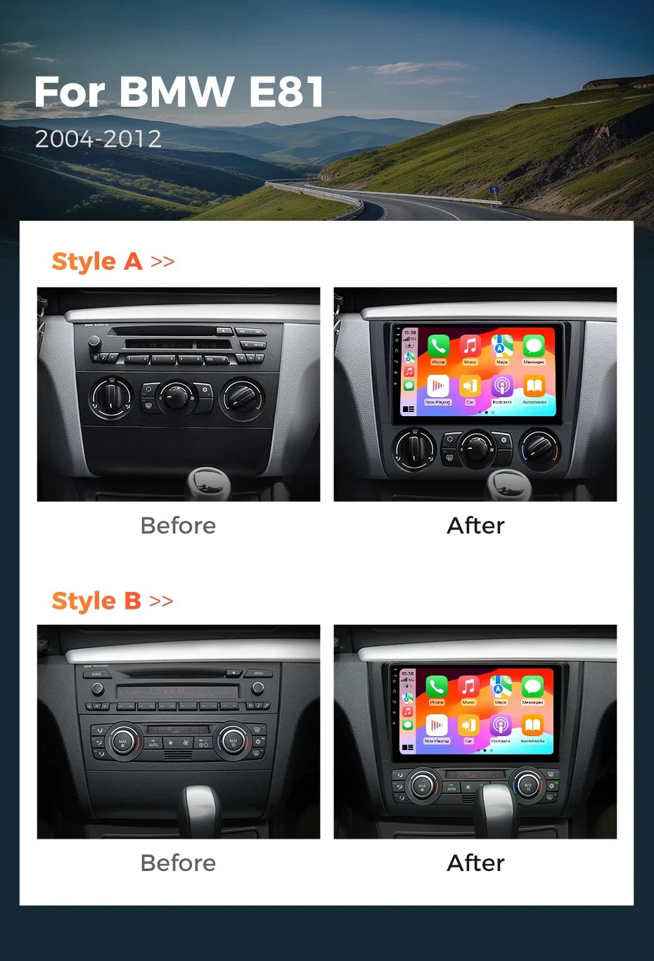 Android 16 Für BMW 1er-Serie E88 E82 E81 E87 2004 - 2011 2K QLED Android Autoradio Multimedia-Videoplayer GPS-Stereoanlage CarPlay 4G – Detail 4
