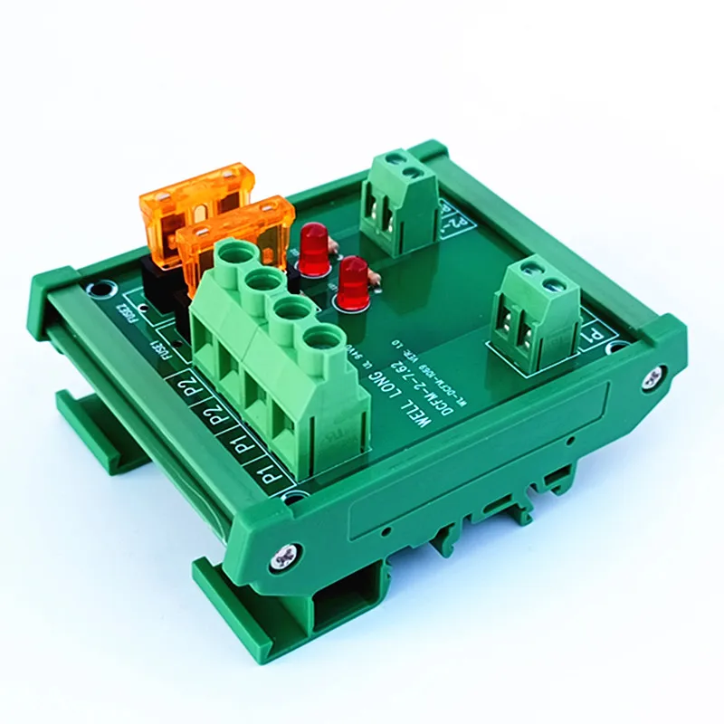 DIN Rail Mount 2 Position Fuse Power Distribution  Module Board,For AC/DC 5~32V.