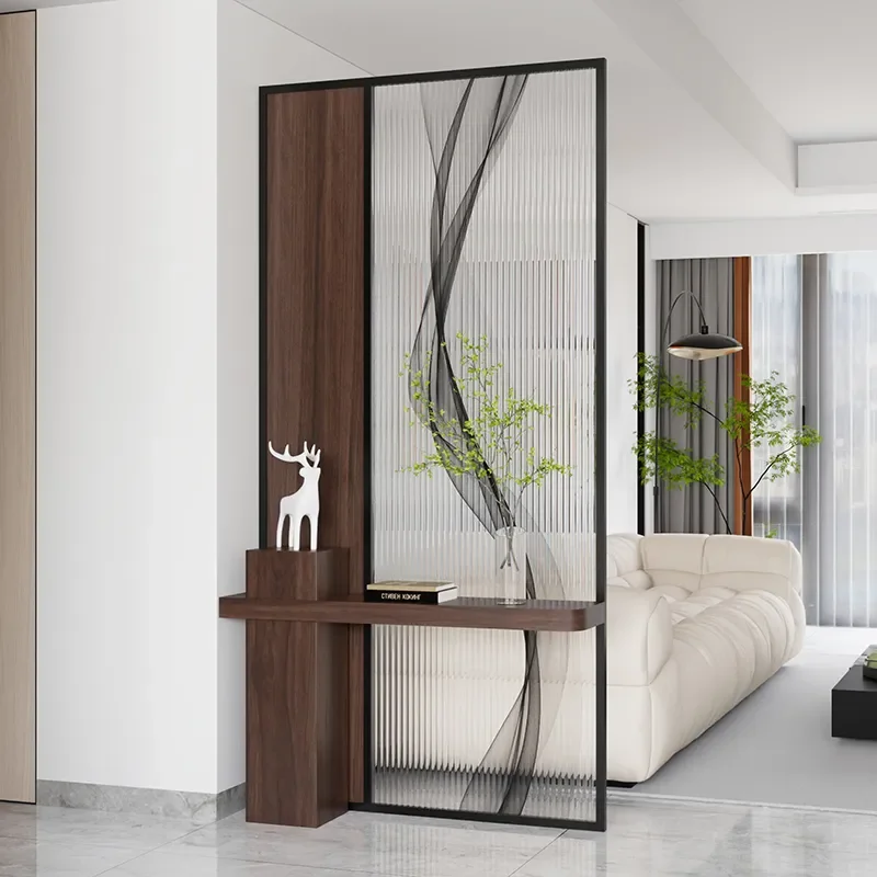 Double Sided Screen Partition Cabinet with Changhong Glass Simple Modern Design for Living Room Entrance and Bedroom Divider