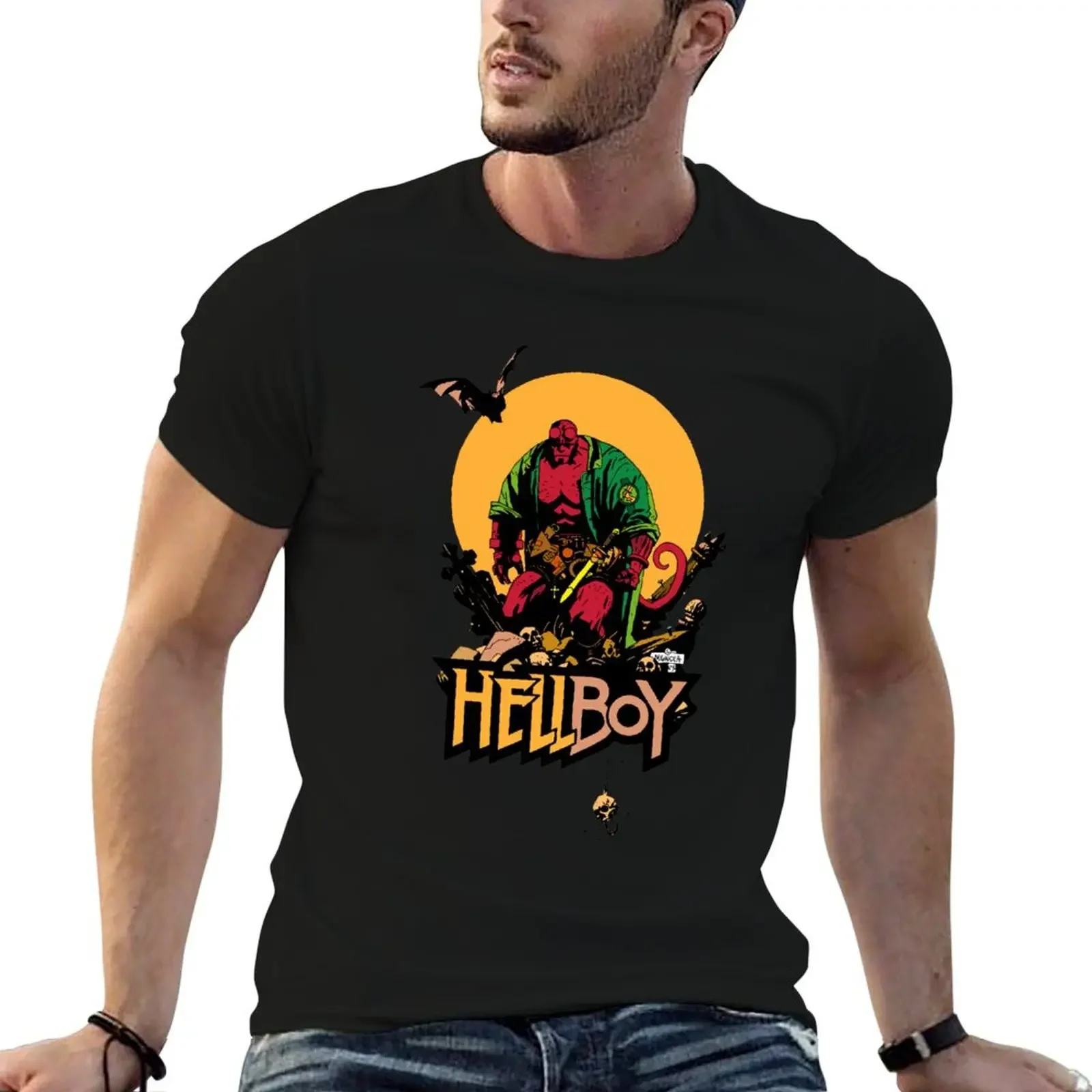 HellBoy Sunset T-Shirt blacks kawaii clothes essential t shirt mens graphic t-shirts hip hop