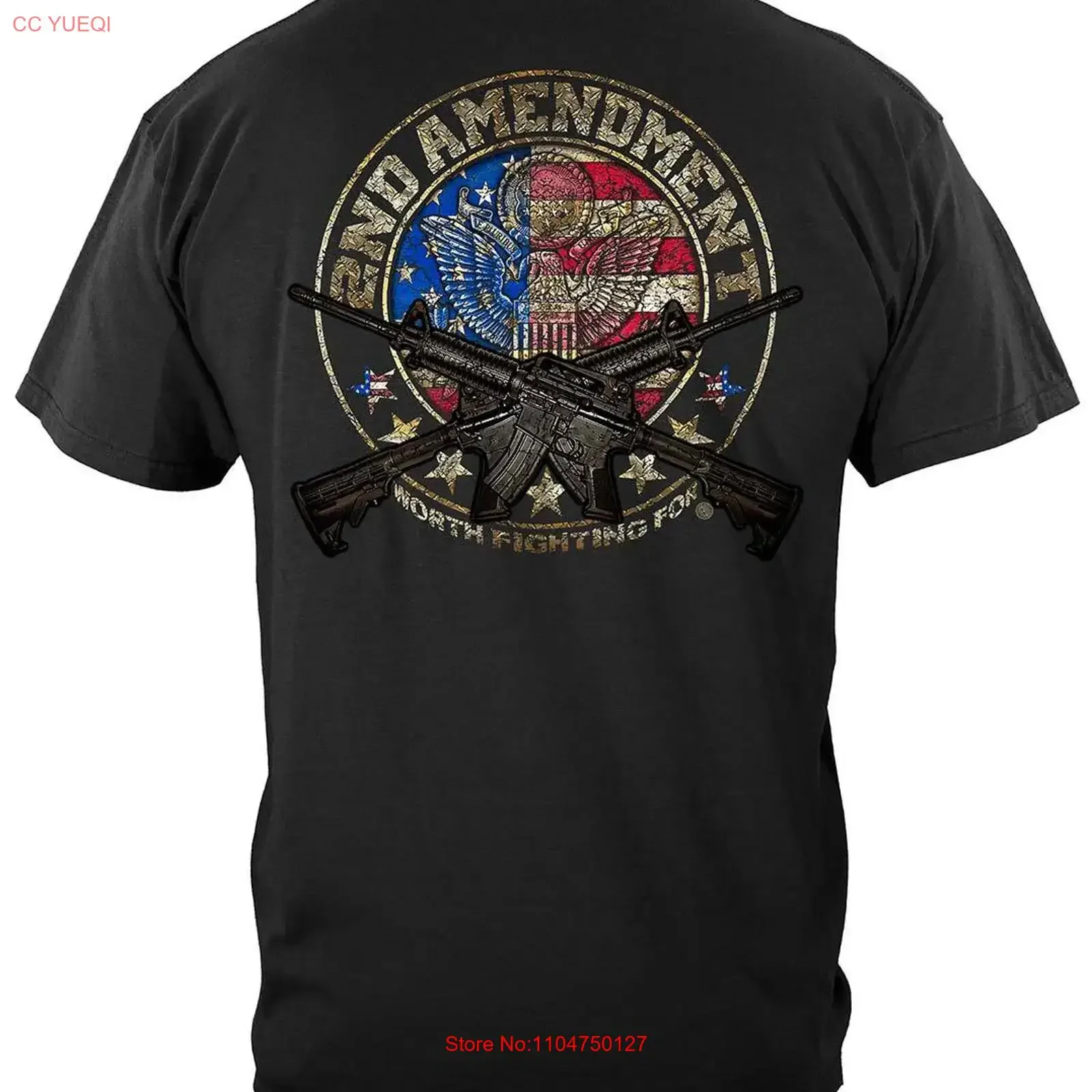 2nd Amendment Distressed 100 Cotton Black T Shirt vintage Washed Soft Breathable Slightly Stylish graphic Versatile Stretched