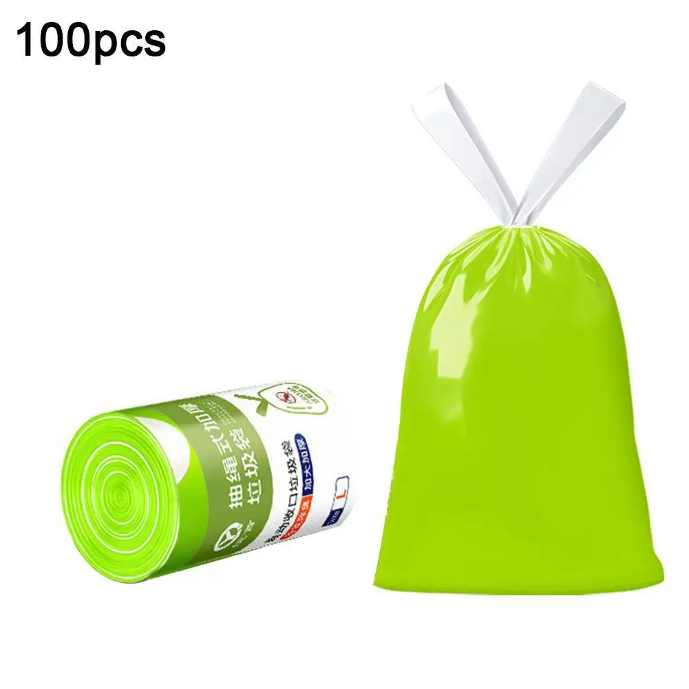 100/200/300 Stück verdickte und langlebige Müllbeutel, für Badezimmer, Küchen und Wohnzimmer, Kordelzug-Design für einfaches Heben – Detail 2