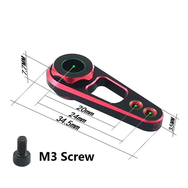 Servo bocina de brazo de Metal para coche teledirigido Futaba Savox, Emax, PowerHD, JX, SPT, HSP, Axial, SCX10,3, 2 piezas, doble orificio, 25T, 1/10