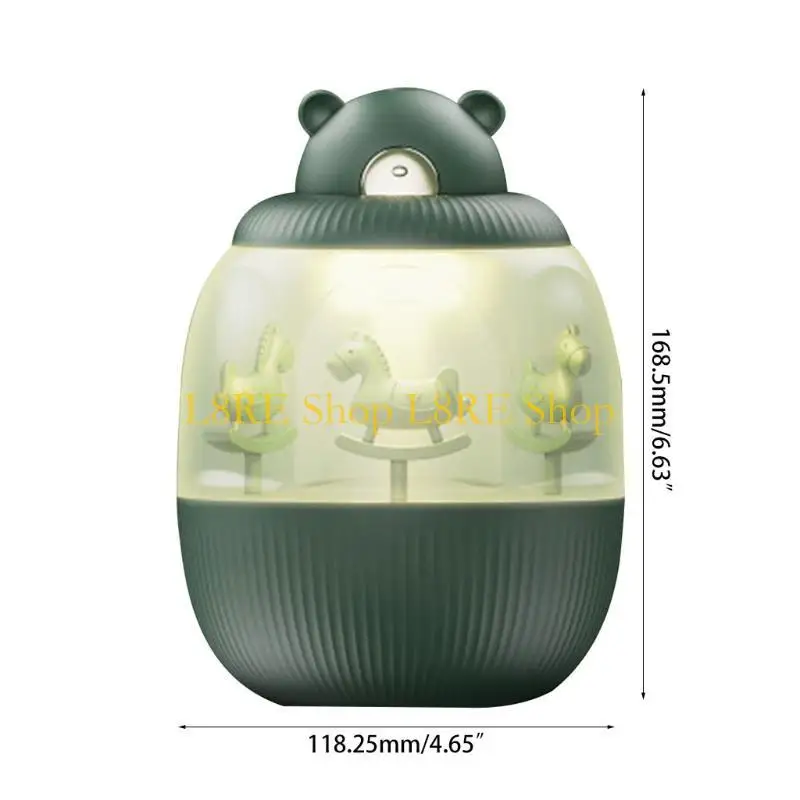 L8RE USB 전원 가습기 자동차 안개 안개 메이커 LED 램프 회전 목마 음악 상자