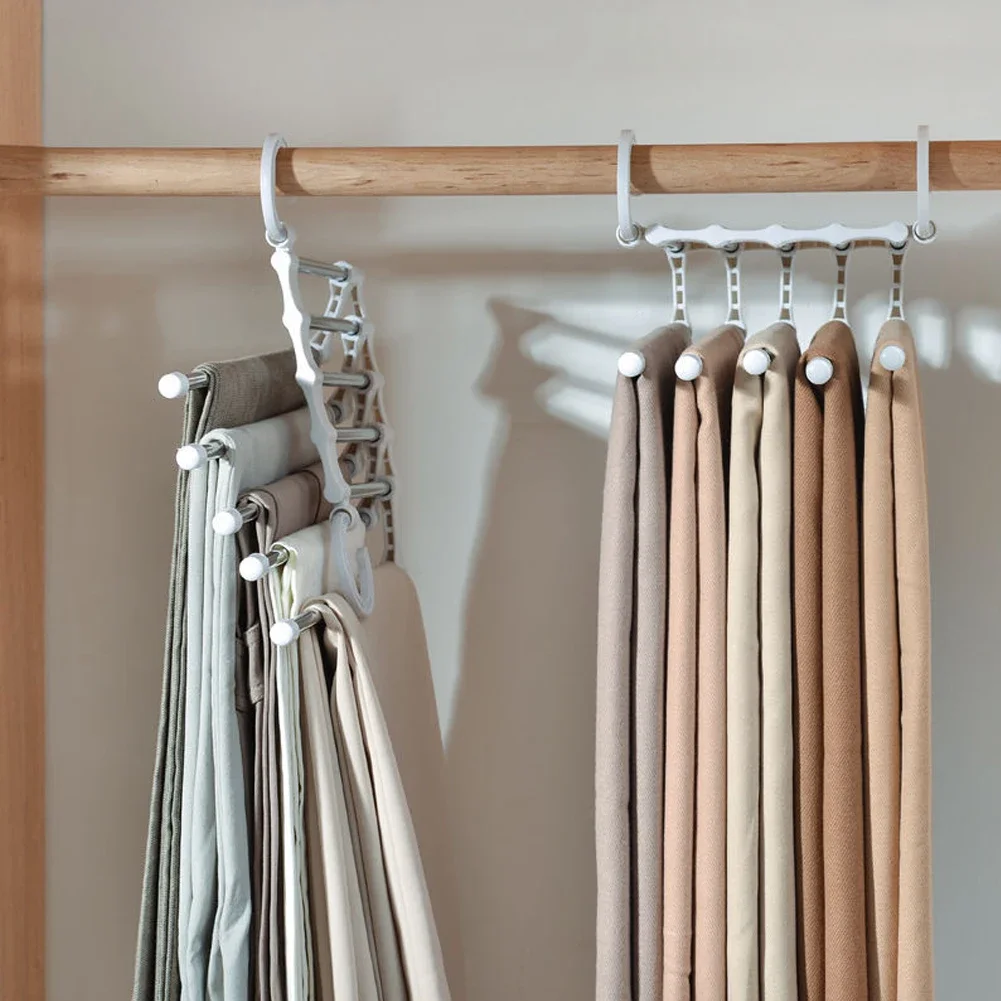 5in1 Broek Hanger Broek Organizer Cloher Hanger Kast Opslag Multifunctionele Planken Organizer Rvs Broekhanger