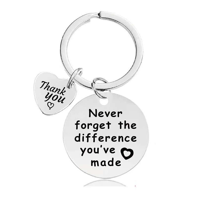Customized Stainless Steel Teacher Key Chain Thank You Teacher Teachers'Day Keyring DIY Jewelry Gifts Wholesale