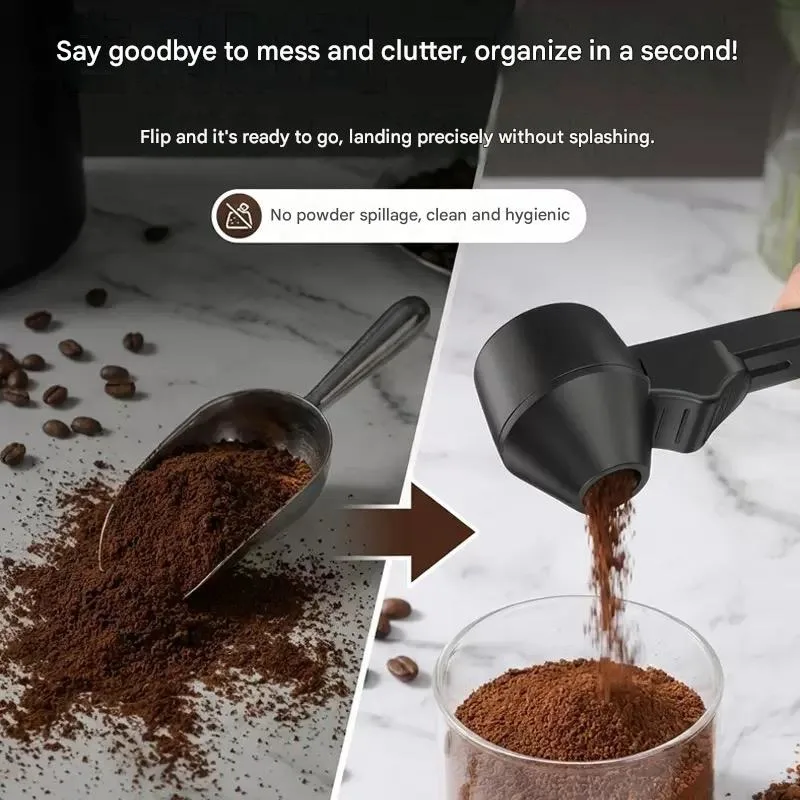 All-in-one coffee measuring cup funnel with measuring cup, reusable anti-spill coffee grounds funnel, portable, hand-washable,