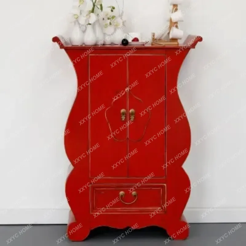XXChinese solid wood porch cabinet antique paint old foyer decorative cabinet shoe cabinet