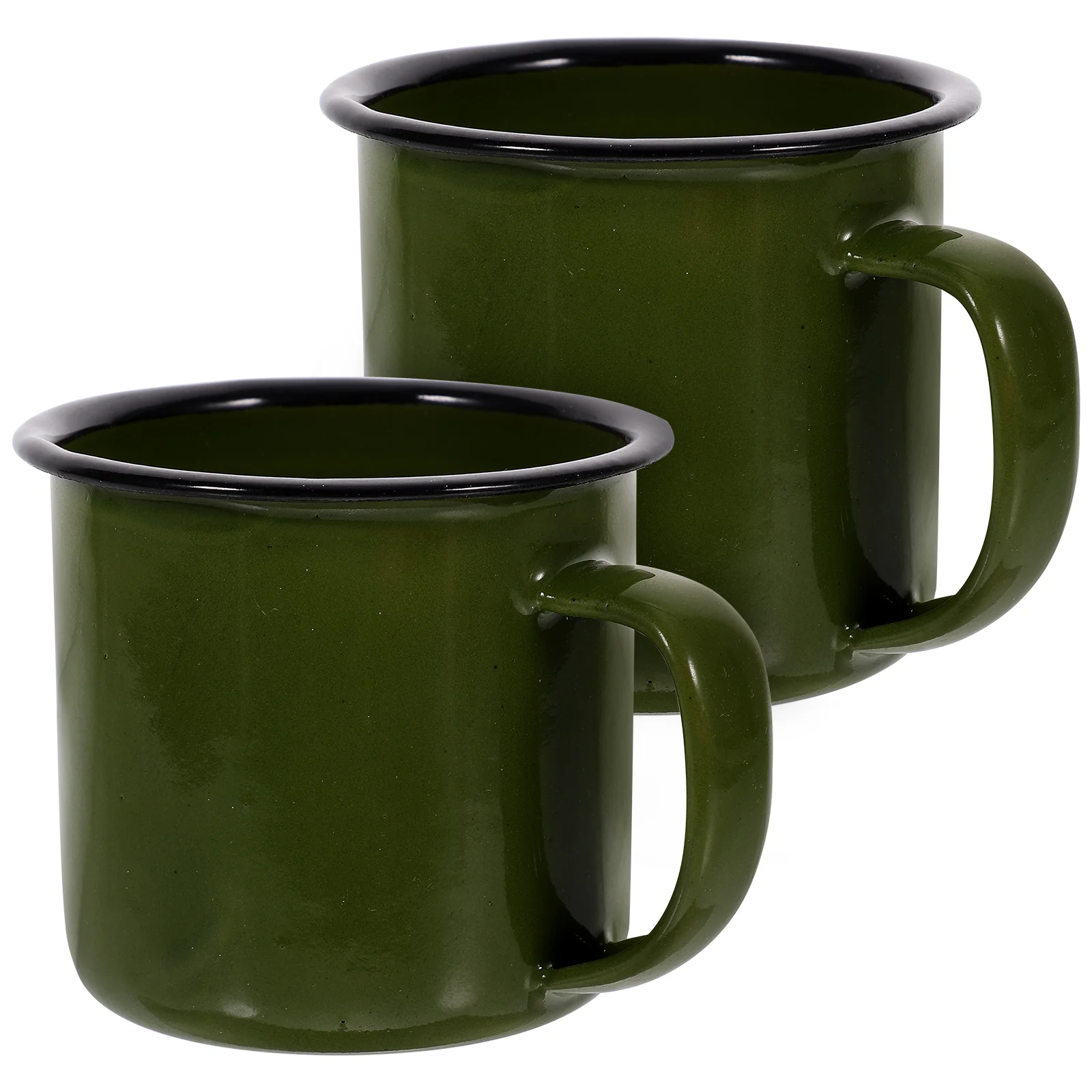 

2 Pcs Enamel Espresso Cup Camping Vintage Shot Glass Clear Coffee Cups with Lids Accessory Tin Mug Green Portable Milk Travel