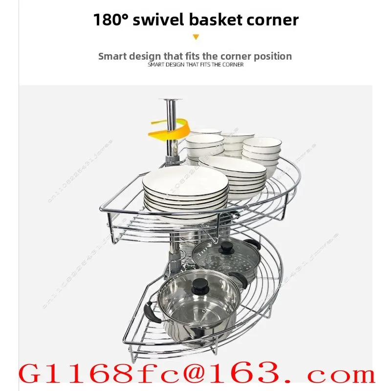 The Arc-shaped Pull-out Basket in The Corner of The Cabinet Can Be Rotated 180 Degrees for A Double-layer Storage Rack