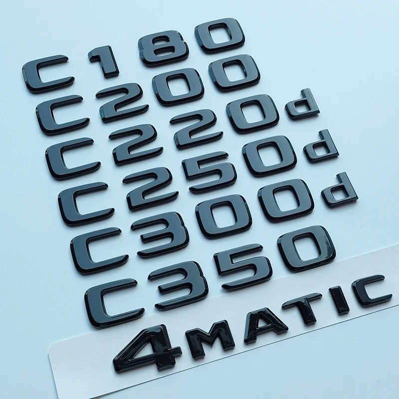 Letters C180 C200 C220 C220d C250d C260 C300d 4Matic ABS Car Emblem for W204 W205 C205 S205 W206 Nameplate Logo Sticker - view 2