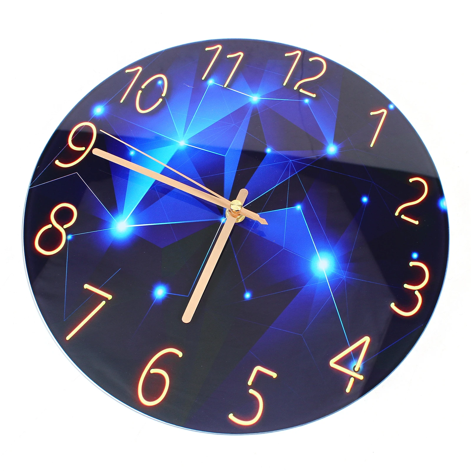 Ultra-thin Wall Clock with Glass Surface, Silent Movement, Rust-resistant Metal Pointers, Easy To Install, Ideal for Office, Bed