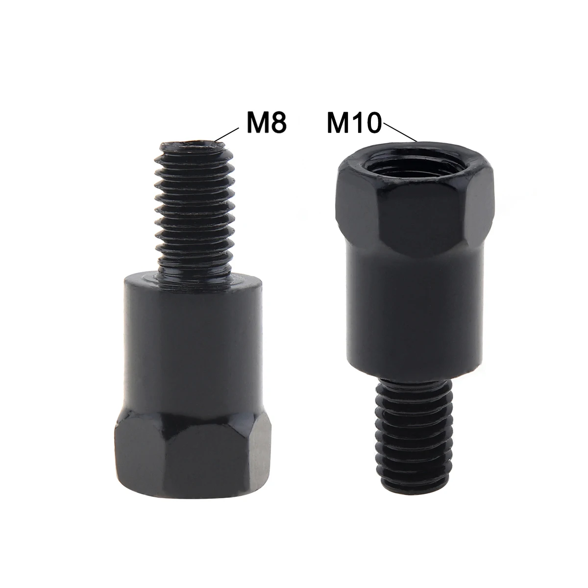 

2pcs 10mm To 8mm Motorcycle Mirror Adapter Black Steel Metal Heighten Rearview Bolt Screw Bolt Motorbike Mirror Screw