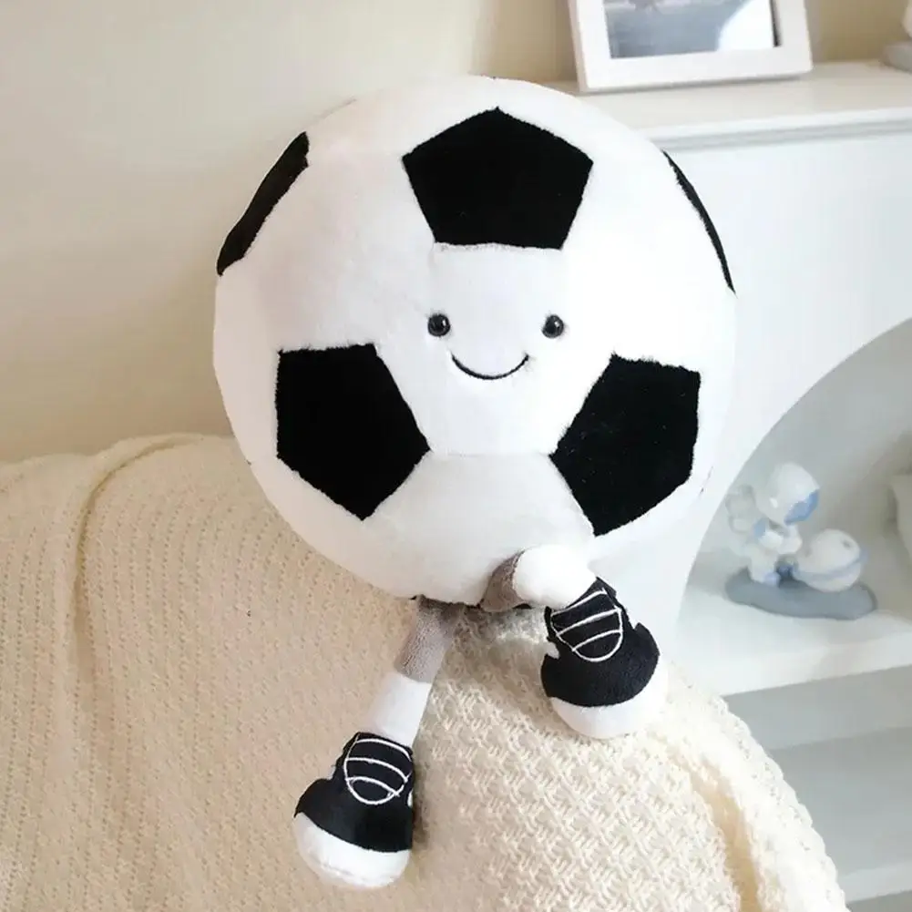 Bolas de futebol fofas brinquedo recheado, futebol, basquete com perna, travesseiro de pelúcia dos desenhos animados, material macio, meias, presentes para crianças