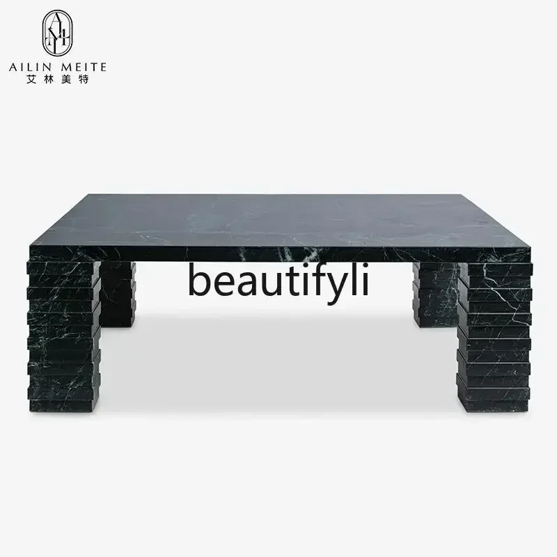 

Italian light luxury natural marble coffee table living room designer high-end villa coffee tableQQQ